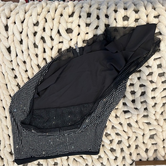 Akira rhinestone asymmetrical black wrap mini skirt with zipper - Picture 9 of 9